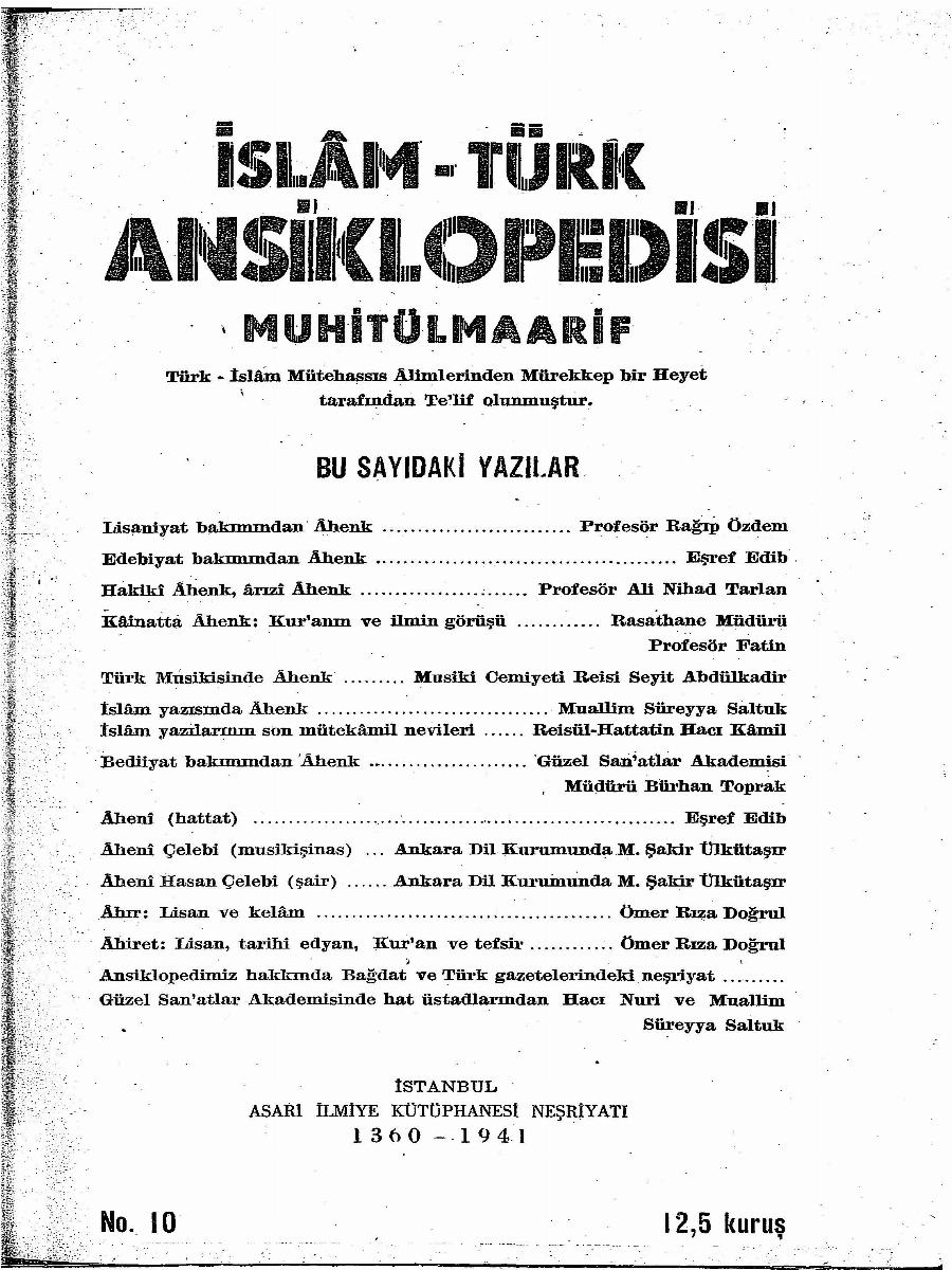 1. Cilt 10. Sayı Kapağı