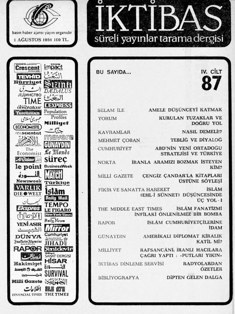 4. Cilt 87. Sayı Kapağı
