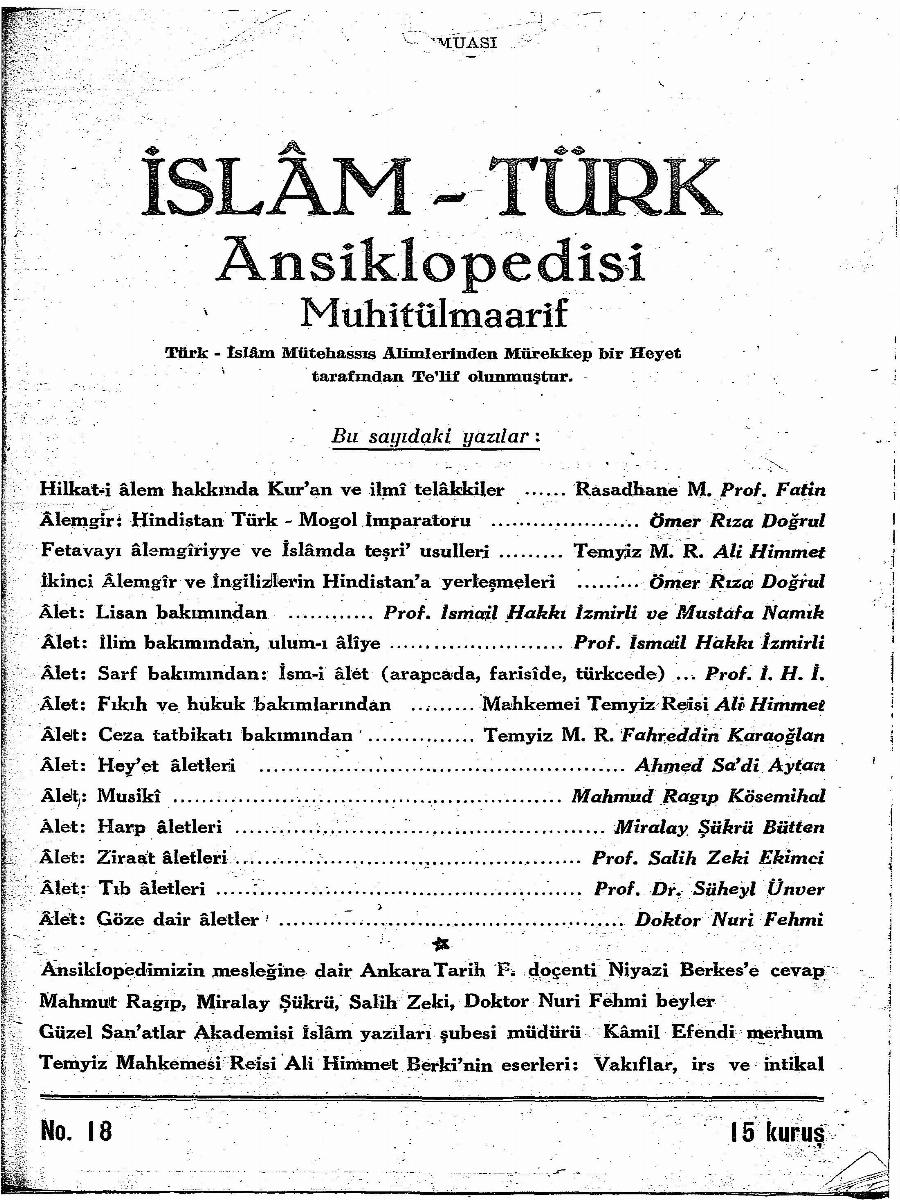 1. Cilt 18. Sayı Kapağı