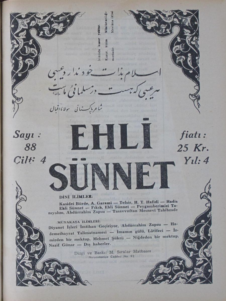 4. Cilt 88. Sayı Kapağı