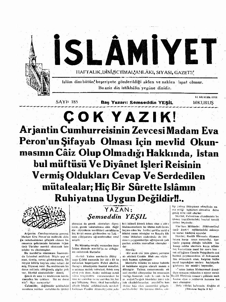 4. Cilt 185. Sayı Kapağı